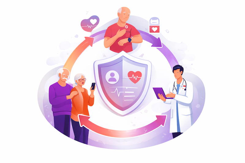 Circle of care connecting patients, family, and healthcare providers